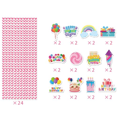 Set de 24 pitillos desechables para fiesta Happy Birthday miniatura 3