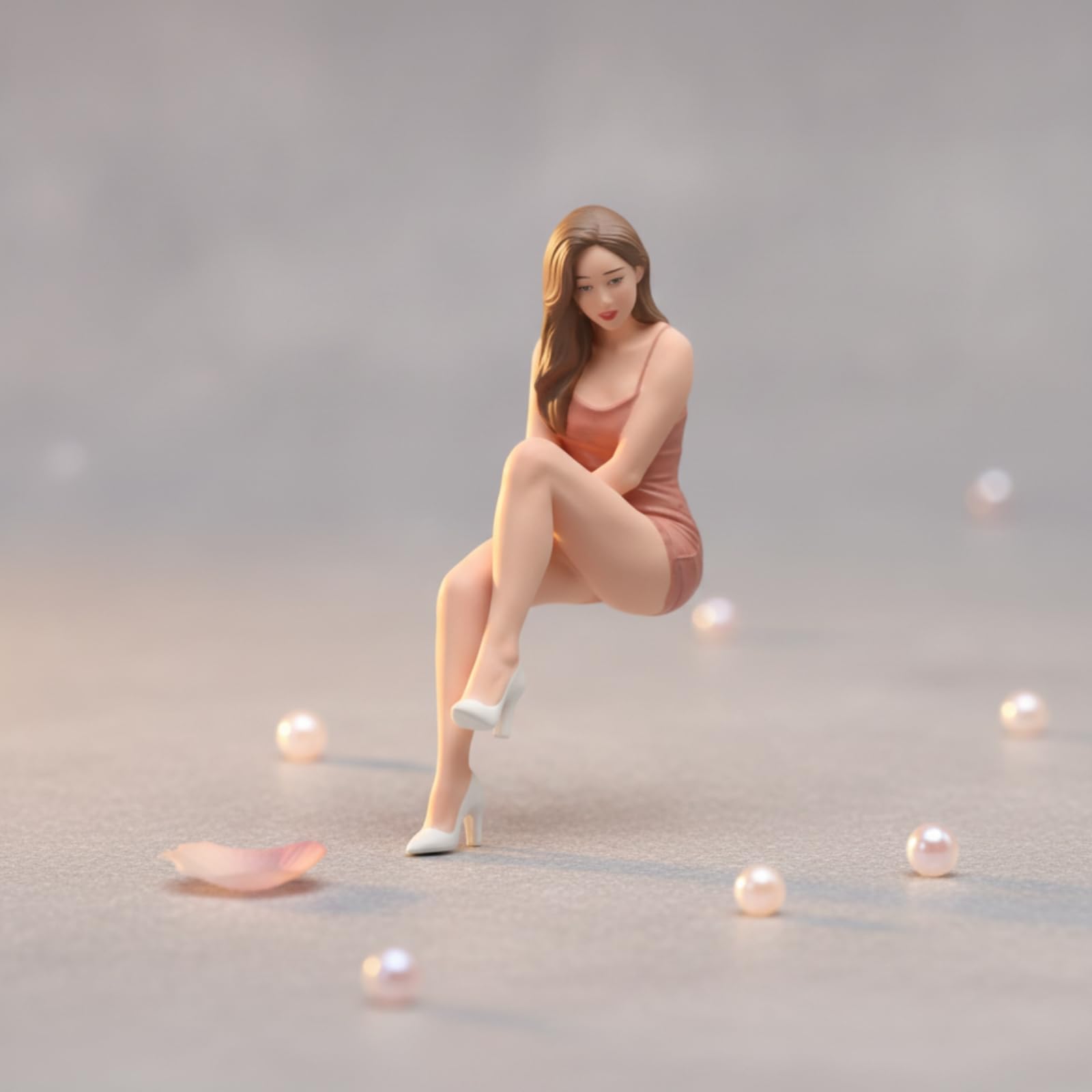 Miniaturfigur Sitzende Dame Dekofigur Frauenfigur Modell aus Harz Handbemalt mit Detailreicher Ausarbeitung Und Ruhiger Sitzpose für Puppenhaus Büro, Fein Bemalt Mit Gesichtszügen, 1/24