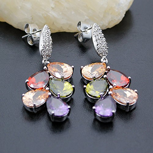 Women's Drop Earrings, Classic Multi Gemstones Dangle Earrings with Amethyst Garnet Ruby Blue Sapphire (Earring)4