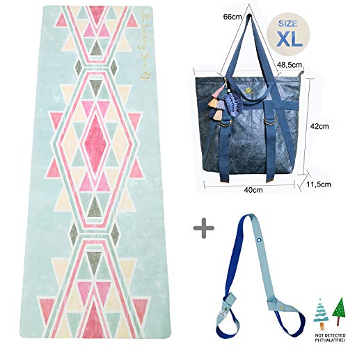 GOLDEN Esterilla Yoga Antideslizante, Natural Caucho 4,0mm  Esterilla Deporte Fitness Abdominales Gimnasia en Casa  Regalo Bolsa de Transporte y Yoga Cinturon Algodon