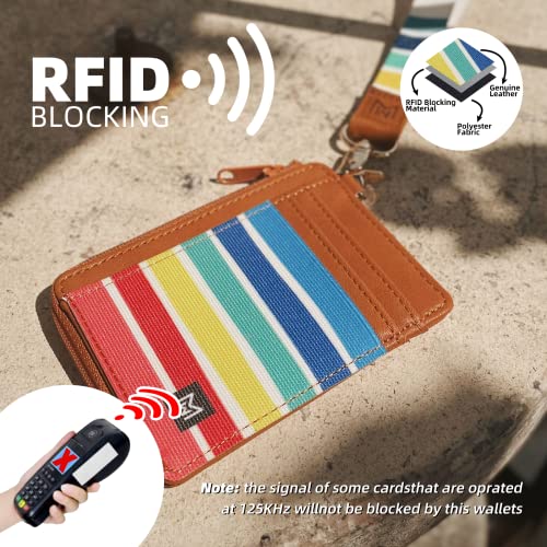 Image of Credit Card Holder Wallet for Women Slim Minimalist Wallet RFID Blocking Leather Wallets Elastic Front Pocket Wallet for Women with Zipper Pocket