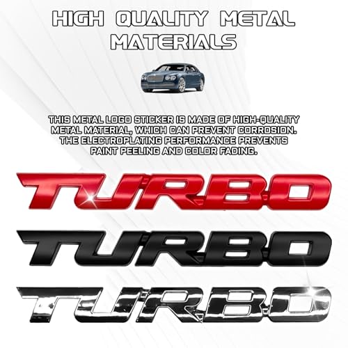 Image of Msyuusr 2PCS Turbo Car Emblem, Premium Metal Turbo Badge, 3D Turbo Metal Fender Logo Badge Sticker, Car Accessories Car Emblem Decal for All Cars, Truck, SUV（Black）