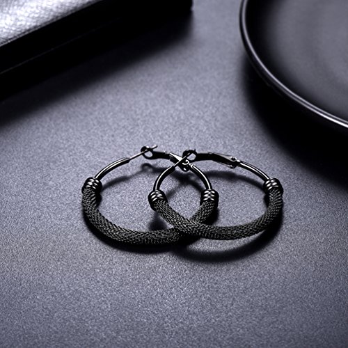 Black Hoop Earrings Circle Round Stainless Steel Minimalist Fashion Huggie Hoops Hypoallergenic For Women Sensitive Ears #TOP6