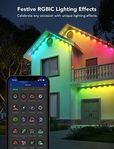Govee Permanent Outdoor Lights 30M, Smart RGBIC Outdoor Lights with 72 Scene Modes, Work with Alexa, Google Assistant, 72 LED Eaves Lights IP67 Waterproof for Party, Eaves Decoration