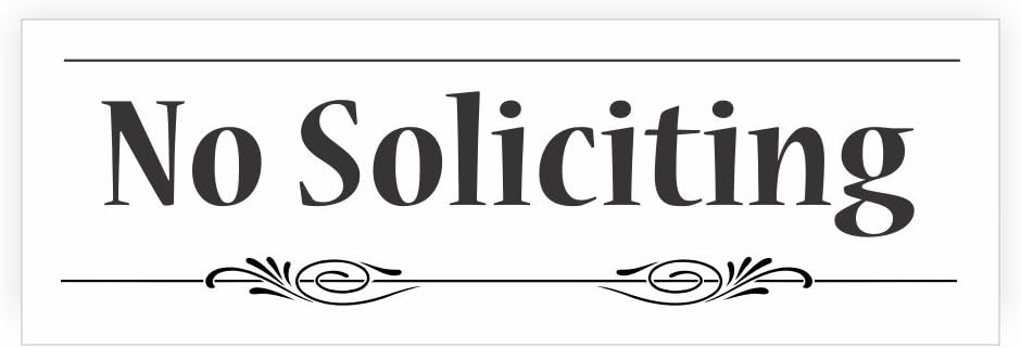 Decorative No Soliciting Sign (White) - Small