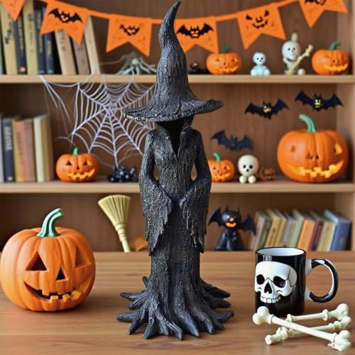LuLuya Cracker Barrel Witch Statue 11.8 2025 New Halloween Enchanting Witch Statue Gothic Halloween Resin Figurine Retro Magician Mysterious Decor Dark Fantasy Desktop Ornament