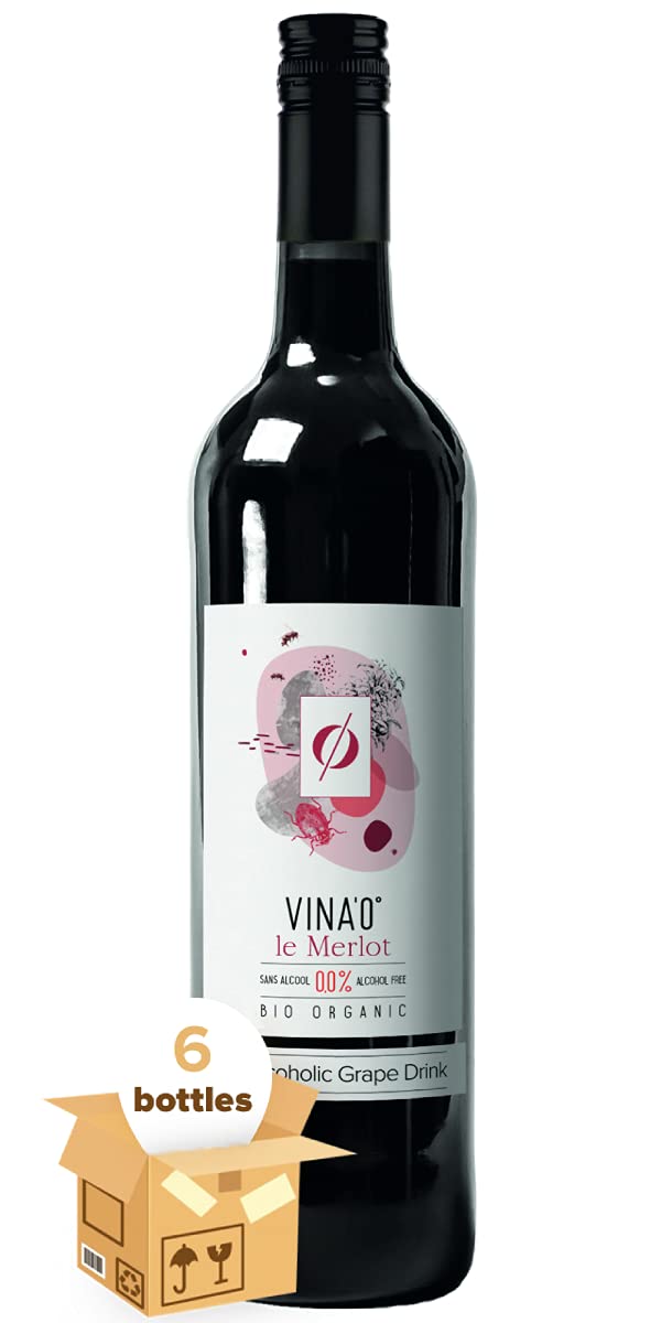 Vina'0 le Merlot Organic Non Alcoholic Wine, Case 6x750ml
