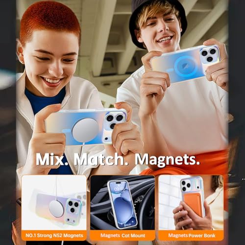 Image of AIGOMARA Magnetic for iPhone 17 Pro Max Case, [Compatible with Magsafe] [Fluorescent Iridescent Color] Slim Shockproof Translucent Matte Protective iPhone Case for Women Girls 6.9 Inch