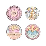 HEYTRCO 4PCS Inspirational Phrashes Enamel Pins Bulk, Cartoon Cute Cool Girly Positive Sunshine Lapel Backpack Hat Pin Set, Decorative Crooches Button for Jeans, Jackets, Bags, Dress, Shoes