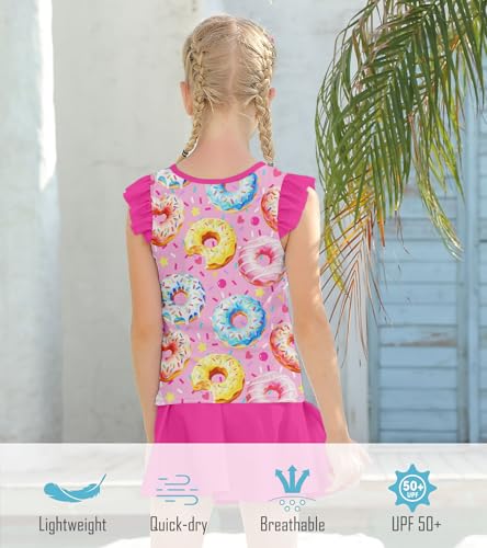 Image of Girls Swimsuit 2 Piece Ruffle Bathing Suit UPF 50+ Tankini Swimsuit Skirt with Lining Size 3-10