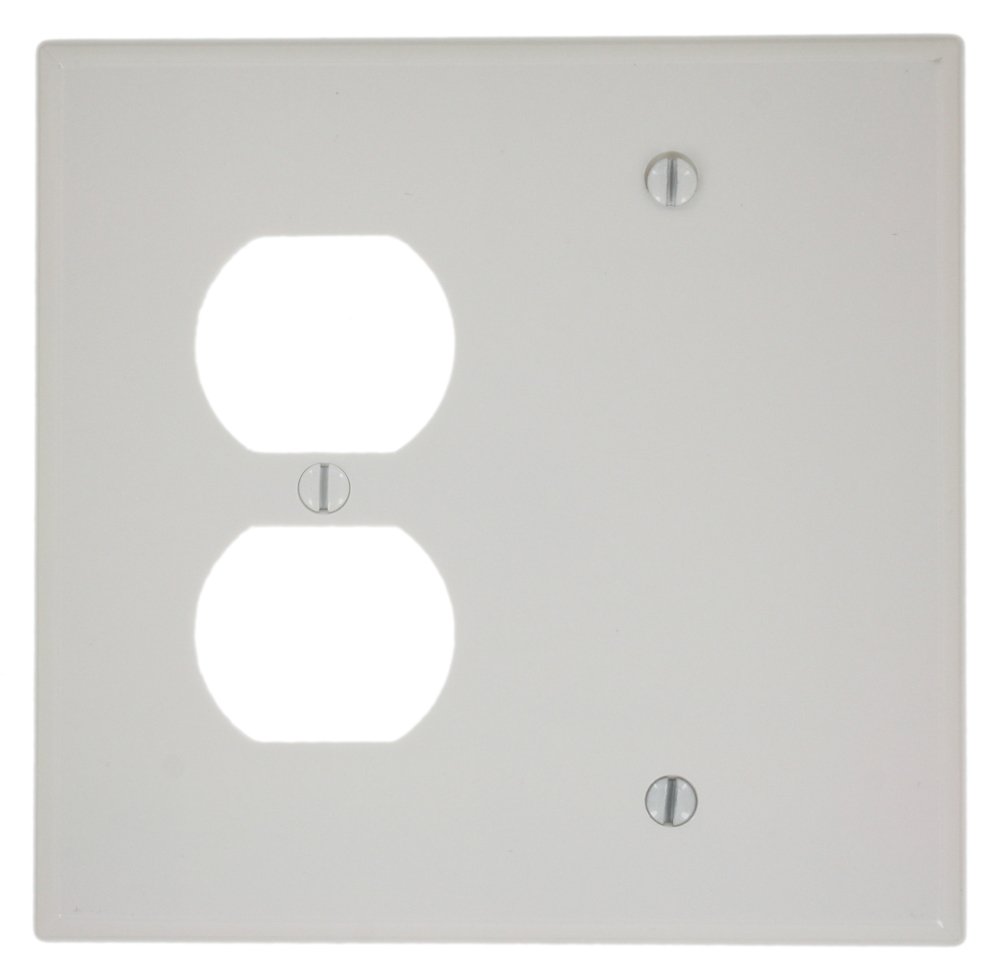 Placa de pared combinada Leviton 80508-W para ocultar desperfectos de caja en blanco