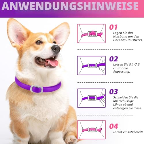 Zeckenhalsband für Hunde 4 Stück, Zecken-Flohschutz Halsband für Hunde, Verstellbar Flohhalsband für Hunde 60 cm, 24 Monate wirksamer Schutz gegen Zecken Und Flöhen | Wasserfest