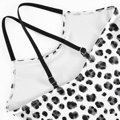 senya Girls Swimsuits One-Piece Swimwear Tie Bathing Suit Beach Summer Round Neck 7-8T Black and White Dotted Pattern4