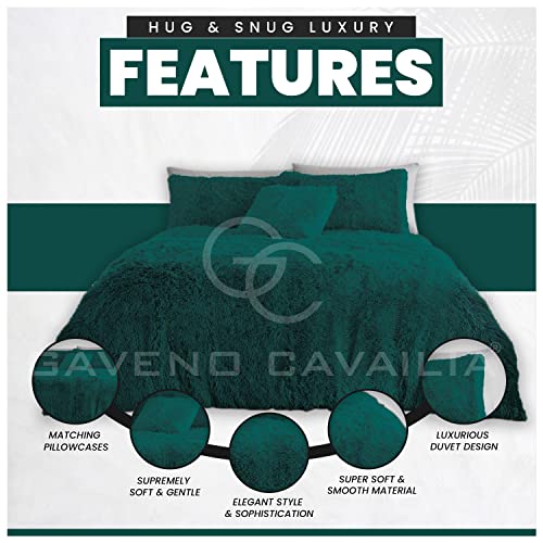 GC GAVENO CAVAILIA Super Soft Teddy Duvet Cover Single, Fluffy Fleece Bedding Sets, Snuggle Warm Bed Set With Pillowcase, Green - Image 2