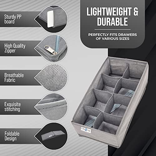 Underwear Drawer Organiser Divider – Set of Fabric Drawer Dividers for Clothes, Foldable Wardrobe Draw Organizer for Baby clothes, Socks, Bras, Scarf, Ties, Belts and Knickers (Set of 4 Grey) - Image 3
