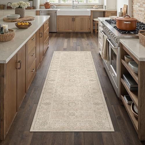 HUGEAR 2x6 Machine Washable Hallway Runner Rugs Vintage Beige