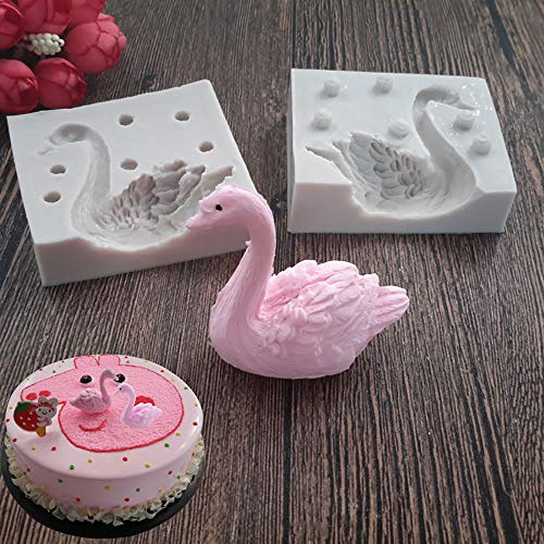 Unique WElinks Molde de Silicona para decoración de Tartas de Chocolate, con diseño de Cisne, Hecho a Mano