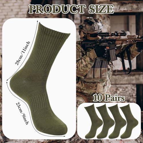 10 Pairs Military Green Army Socks for Men - Durable Olive Green Boot Socks for Outdoor Adventures2