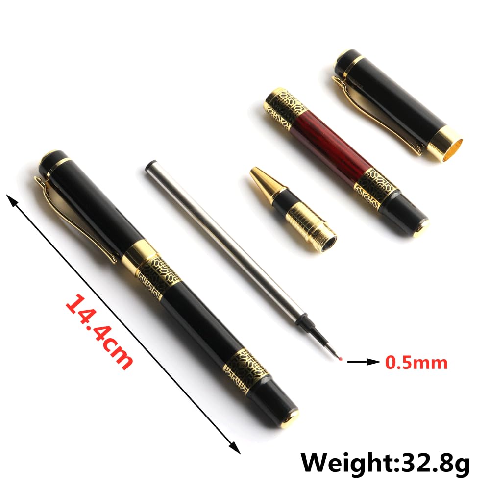 BIK Gelschreiber, Metallroller, chinesischer klassischer Stil, Kalligraphie, Schreiben, Unterschrift, Geschenk, Stift, Studenten, Schreibwaren, Büro (1 Stift - 5 Minen, Rot, Blau)