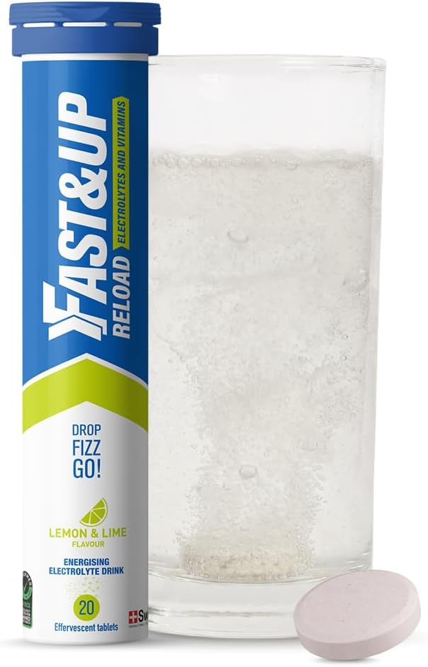 Reload - Energising Electrolyte Drink - Lemon & Lime Flavour - 20 Effervescent Hydration Tablets - Added Vitamin C & B12 - Vegan