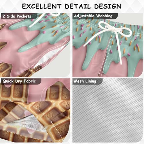 Boccsty Pink Teal Green Mint Glaze Ice Cream Boys Swim Trunks Baby Kids Swimwear Summer Toddler Beach Board Shorts 2T3