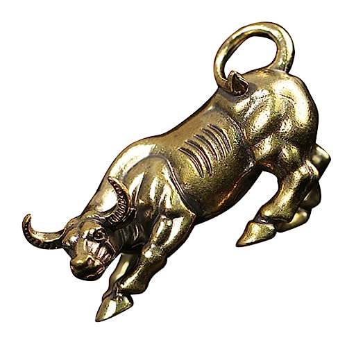 Figurines de taureau en laiton doré et sculpture de bétail rétro pour décoration