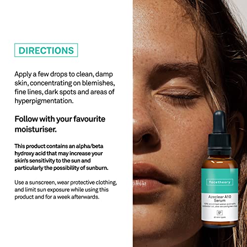 facetheory Lumizela S9 Acne Serum, Smooth Emulsion, 10 Azelaic Acid, Green Tea Serum, Calming