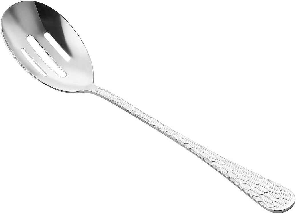 CAC China 8015-20 Auspicious Slotted Spoon, 18/8 Extra Heavy Weight, 11-1/2" - 1 doz