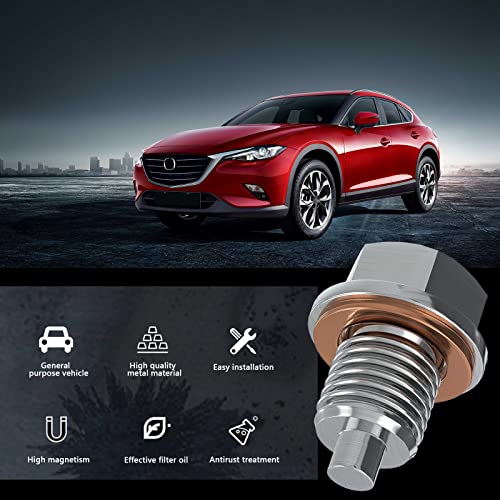 Sodcay Magnetic Oil Drain Plug M14X1.5, Stainless Steel Oil Drain Plug With 5 Pcs Copper Crush Washer Anti Leakage Replacement For Car Motorcycle Boat #TOP4