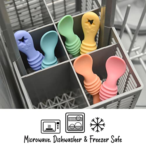 Image of PrimaStella PrimaStella 6-Piece Silicone Baby Feeding Spoons - First Stage Infant Spoons, Soft-Tip Baby Training Spoon - Infant Utensils Feeding Supplies - Dishwasher & Boil-proof