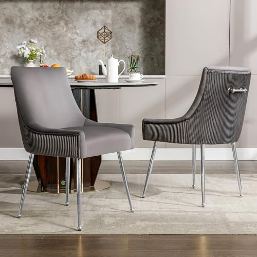 GYNGTLC Sillón moderno, silla de dormitorio, sala de estar, silla clásica con respaldo: comodidad y estética en uno. (gris+plateado)