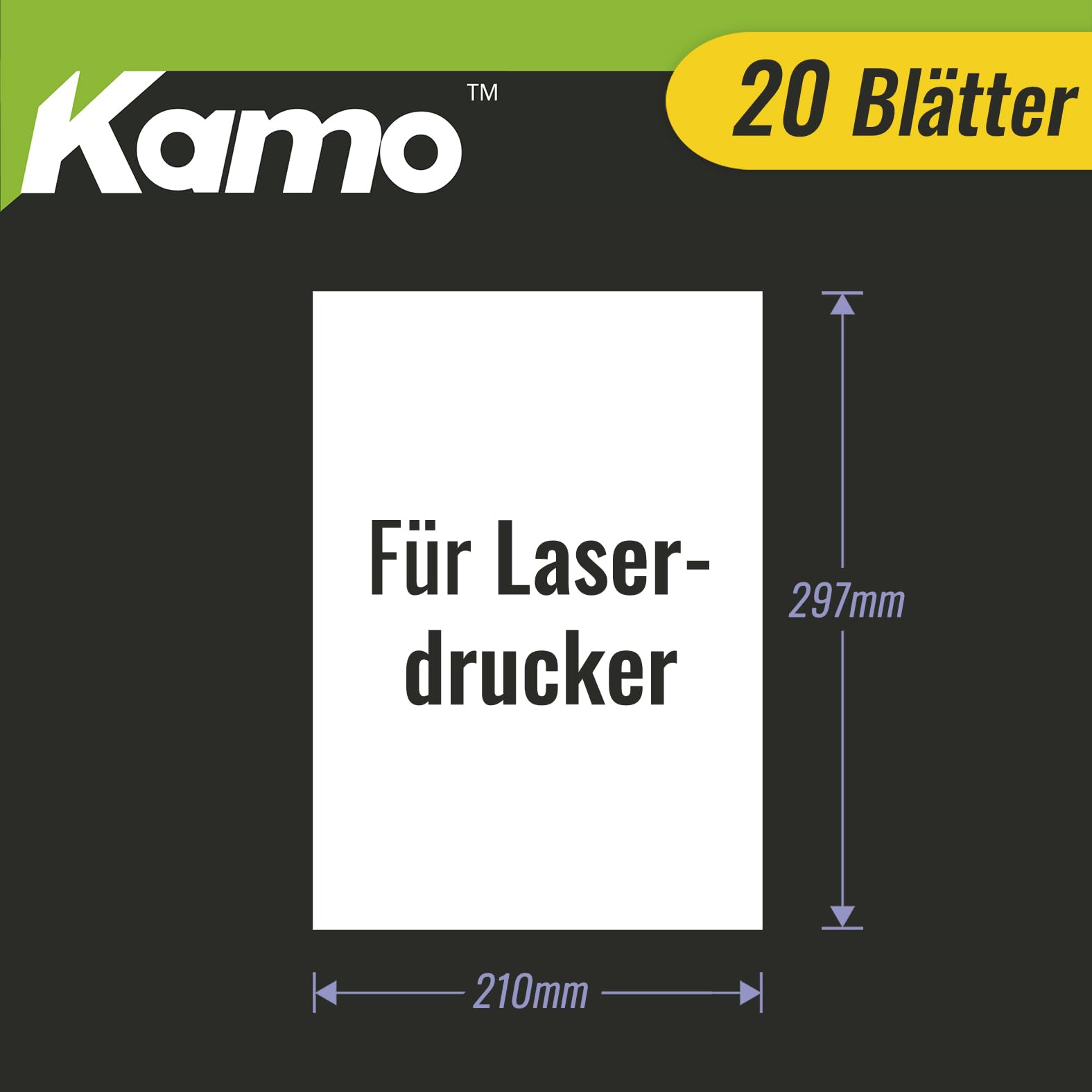 Kamo Wasserschiebefolie Transparent A4 für Laserdrucker – 20 Blätter Decalfolie für Keramik, Glas, Tassen, Kerzen, Kunststoff und Modellbau DIY Projekte