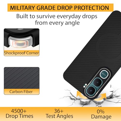 Image of LIRAMARK Rugged Carbon Fibre TPU Armor Silicone Back Cover Case for Vivo Y31 5G