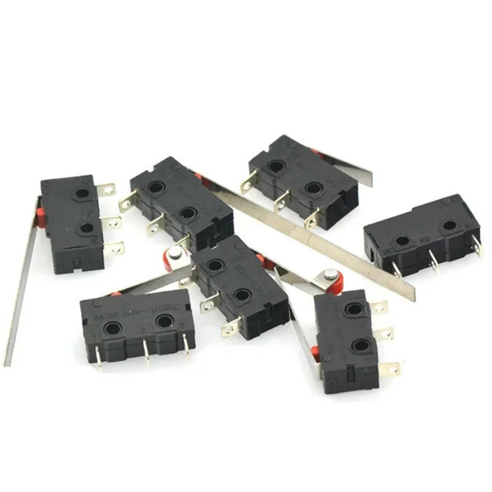 3-pinowy wyłącznik krańcowy NO/NC, 10 sztuk, 5 A, 125 V, 250 V AC, dźwignia z łukiem rolkowym, natychmiastowe przełączniki wciskane (podniesienie 25 mm)