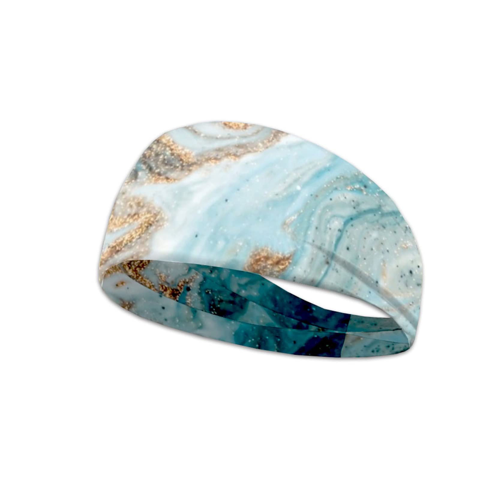 Kuiaobaty Men Headscarf Marble Texture Bandana Headband, Light Blue Elastic Sports Sweatband for Running, Tennis, Bodybuilding, Yoga, Cycling-image-26
