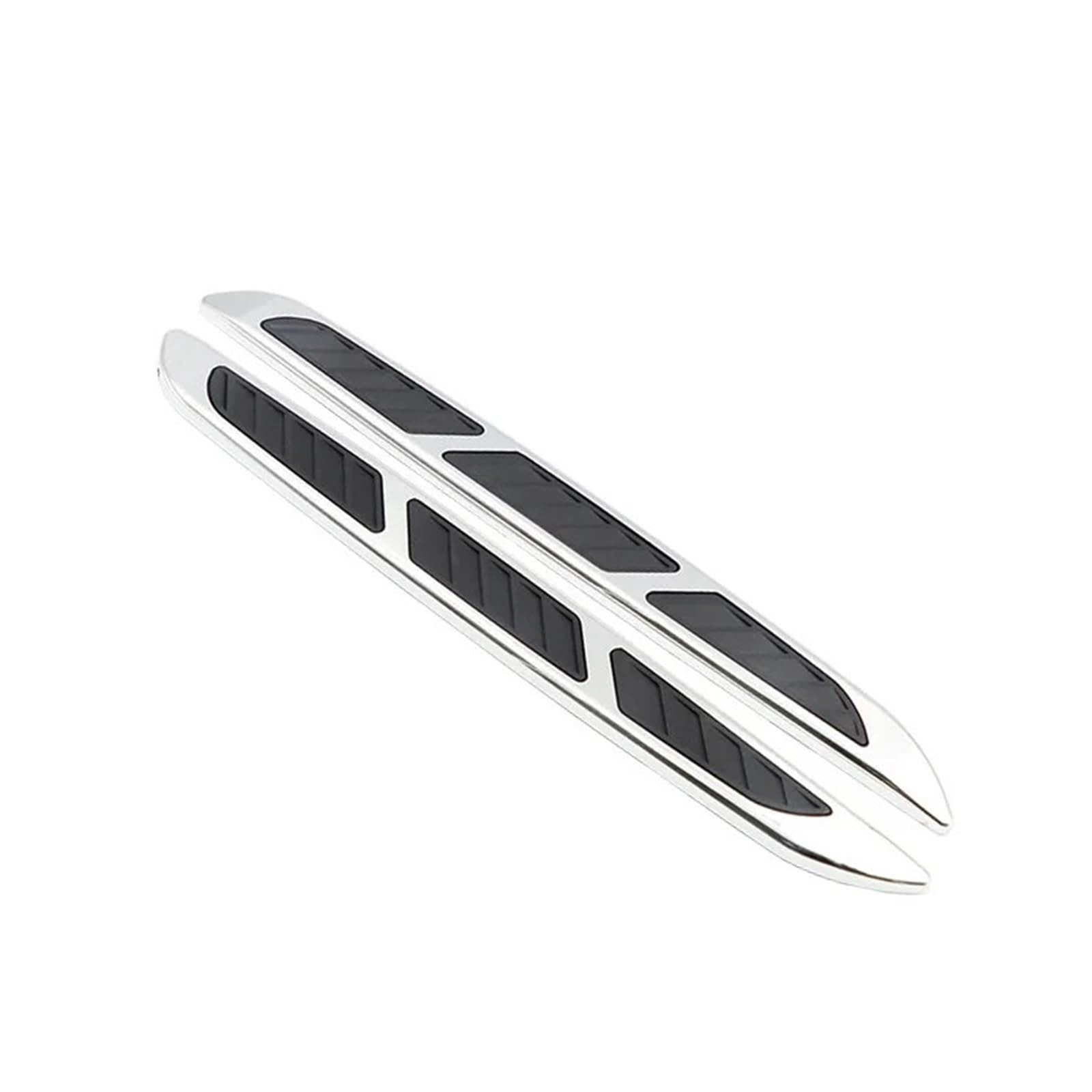 TILIEINE Car Front Side Air Vent Cover 1Set Car Shark Gill False Air Vent Sticker Universal Side Fender Hood Bonnet Decorative Flow Intake Trim(Silver)
