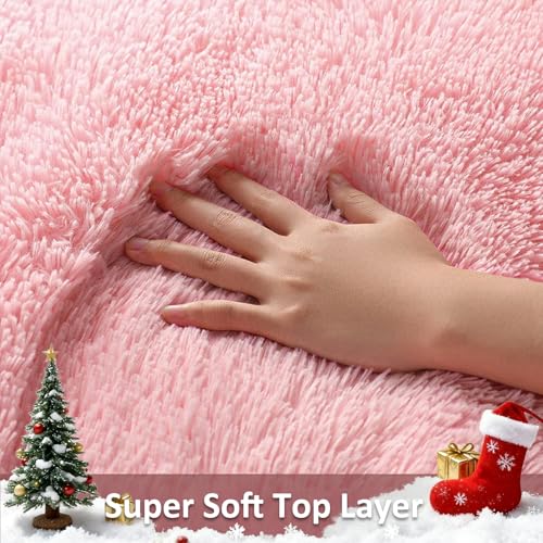 image for Ophanie Pink Rug for Bedroom Girls, Kids Fluffy Kawaii Fuzzy Furry Sha