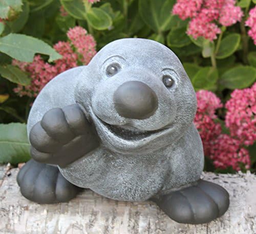 Tiefes Handicraft Garden ornament Mole sitting, Cast stone, Slate gray