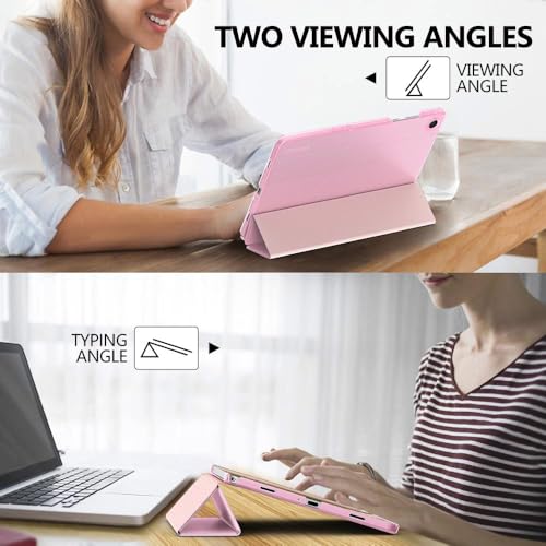 Image of MoKo for Samsung Galaxy Tab A11 Plus / A11+ Case 11 Inch 2026, Galaxy Tab A9 Plus / A9+ Case 11 Inch 2024, Slim Stand Hard PC Translucent Back Shell Smart Cover, Auto Wake /Sleep, Flowers Pink