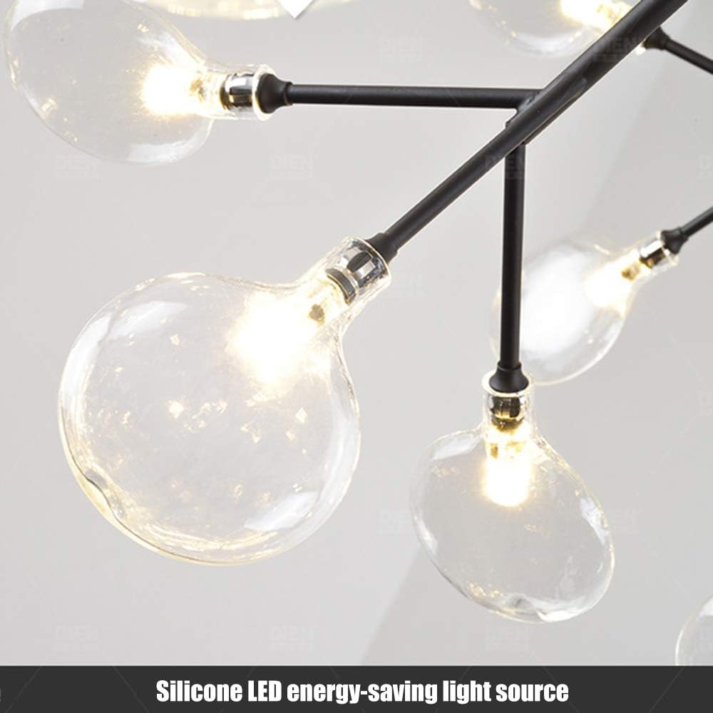Lampa wisząca w stylu nordyckim 9 lampek liści i gałęzi świetlików kreatywny salon sypialnia nowoczesna czarno-biała lampa sufitowa