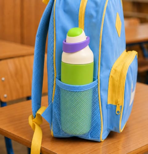 Image of HomeCloud 500ML Stainless Steel Water Bottle for Kids - Double Wall Vacuum Insulated, Leakproof Straw Lid, BPA-Free Reusable Flask with Dual Drinking Spout for School, Travel & Sports (Green Purple)
