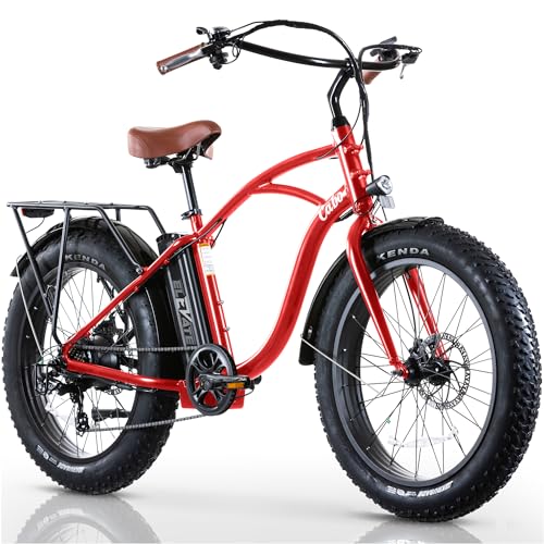 Elevate Cabo Beach Cruiser Electric Bike for Adults - 24”x4” Fat Tire Electric Bike - 60 Mile Range 20MPH 48V 500W Motor E-Bike 11.6Ah - UL2849 Certified Ebike Adult Electric Bicycles for Men & Women