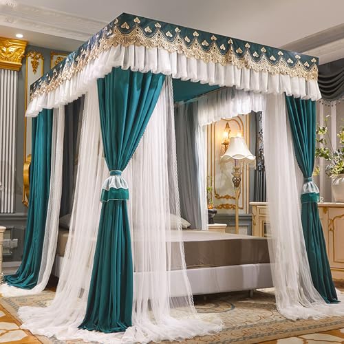 Este Dosel mosquitero con Cuatro Aberturas para la Cama es Ideal para la decoración del Dormitorio. Su diseño de Doble Capa Ofrece protección contra el Viento y la luz, us