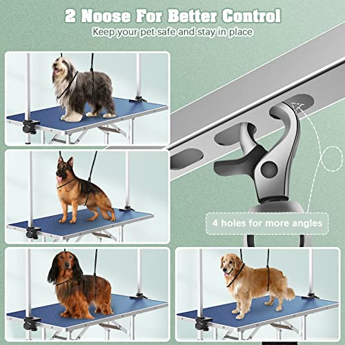 Image of Lyromix 46'' Stainless Steel Pet Dog Grooming Table, Arm /Noose /Tray, Blue