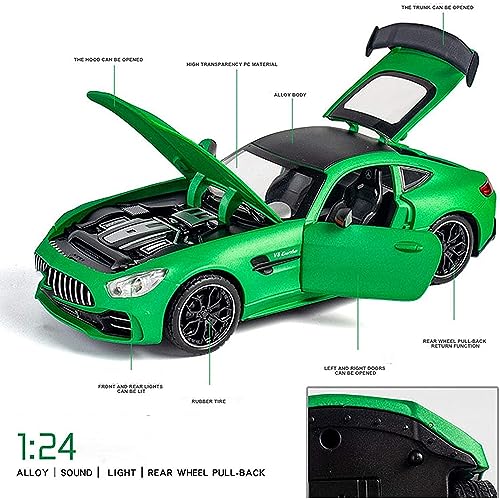 Image of 1:24AMG GTR Toy Car for Kids Diecast Metal Cars Light Sound Pullback Openable Door, Black
