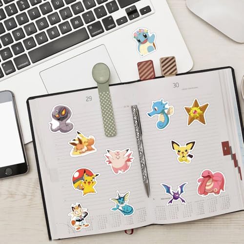 50pcs Cute Pokemon Cartoon Stickers for Water Bottle, Cool Monster Waterproof Vinyl Stickers for Adult Teen Girl Kids Laptop Skateboard Bike Guitar Laggage Travel Case Helmet Notebook Scrapbook — view 6