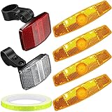 VICDUEKG 7 Stück Fahrrad Reflektoren Speichenreflektoren Mit 8m Reflektorstreifen, Katzenaugen Fahrrad Reflektor Vorne und Hinten Frontreflektor Rückstrahler für Mountainbike Motorrad MTB (Orange)