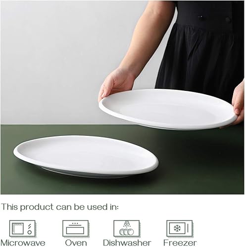 Miniatura 4 de DOWAN 14" Serving Platters for Entertaining, Oval White Serving Plates, Party Serving Trays and Platters Oven Safe, Porcelain Dinner Serving Tray