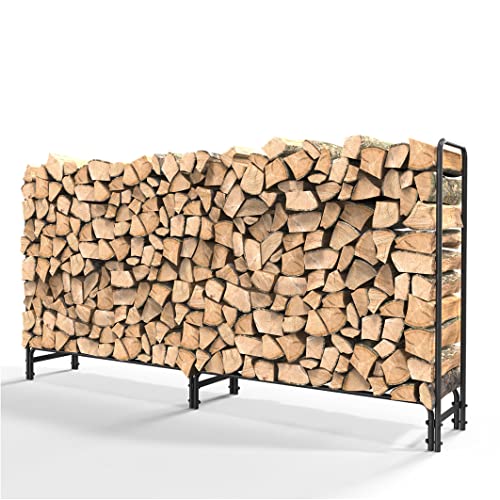 unho Leñero Grande para Leña Exterior: Soporte para Leñas de Metal Chimenea Estante para Firewood Refugio para troncos Jardín 232,7 x 34,8 x 117,8 cm