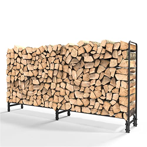 unho Kaminholzregal Aussen, Holzlager Metall Brennholzregal Außen, Feuerholzregal Outdoor Kaminholzunterstand, 232.7x34.8x117.8cm